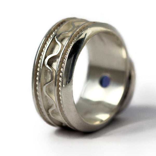  silver or gold misti ring with blue Tanzanite gemstone