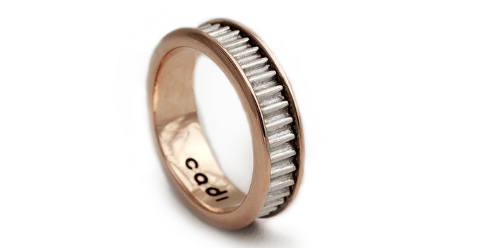Coil rose gold and white gold wedding ring