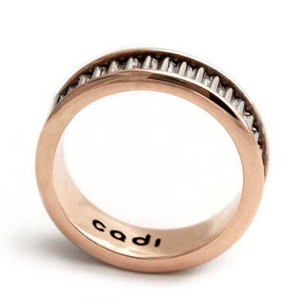 Coil rose gold and white gold wedding ring