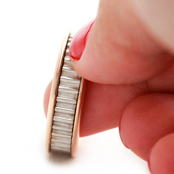 Coil rose gold and white gold wedding ring