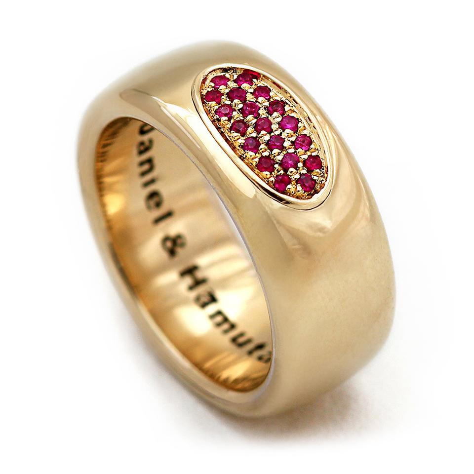 Gold and ruby promise rings engagement wedding bands for him her