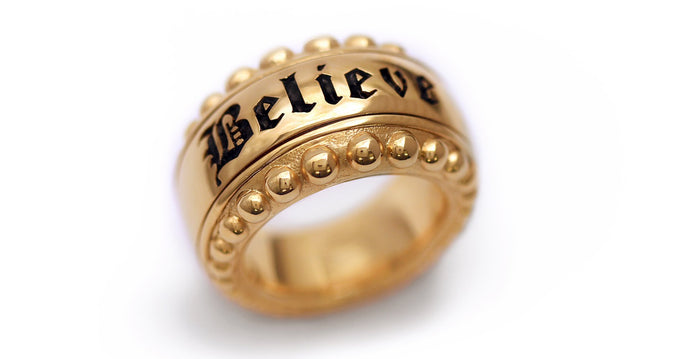 Believe black letters gold Hip hop jewelry