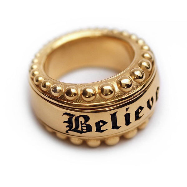Believe black letters gold Hip hop jewelry