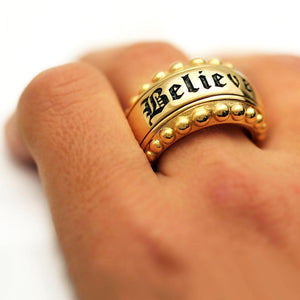 Believe black letters gold Hip hop jewelry