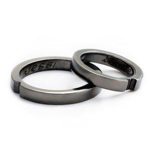 black rhodium on silver or gold promise ring set with heart shape