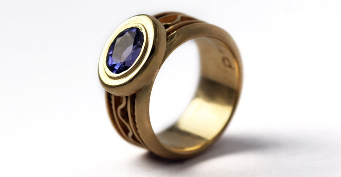 Blue Tanzanite Misti promise ring for his or her in solid gold