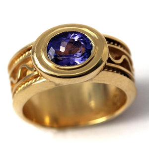 Blue Tanzanite Misti promise ring for his or her in solid gold