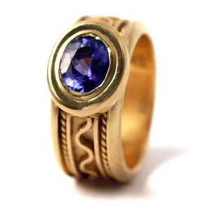 Blue Tanzanite Misti promise ring for his or her in solid gold