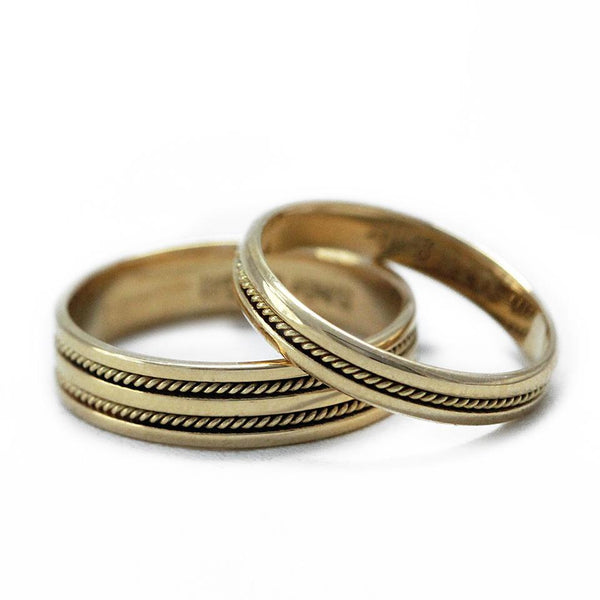 yellow gold romise ring set with braided filigree