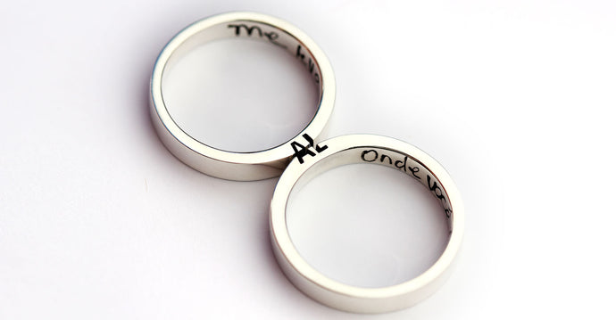 Couple matching peronalised ring set