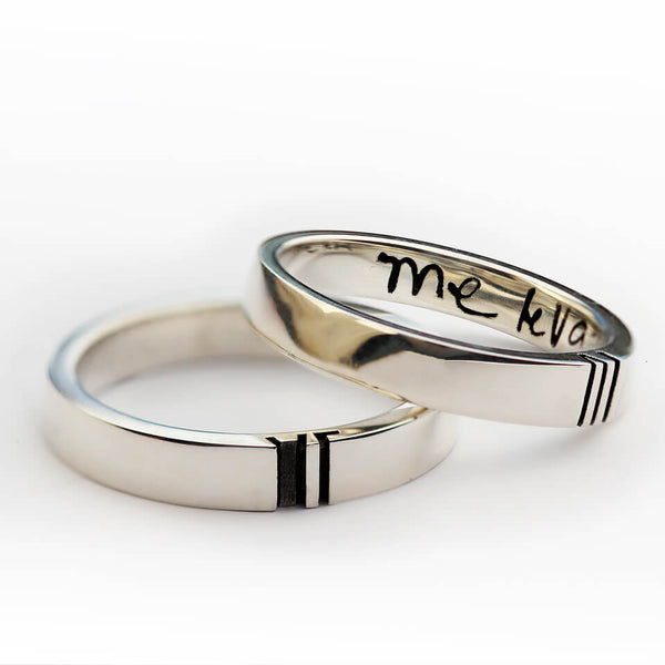 Couple matching peronalised ring set
