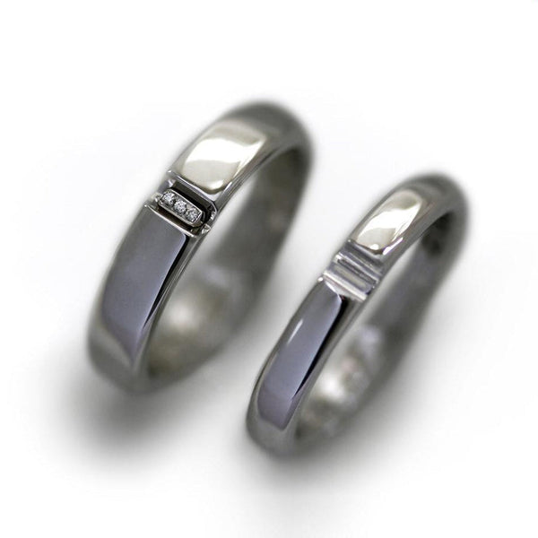 Pair of his and hers white gold promise rings