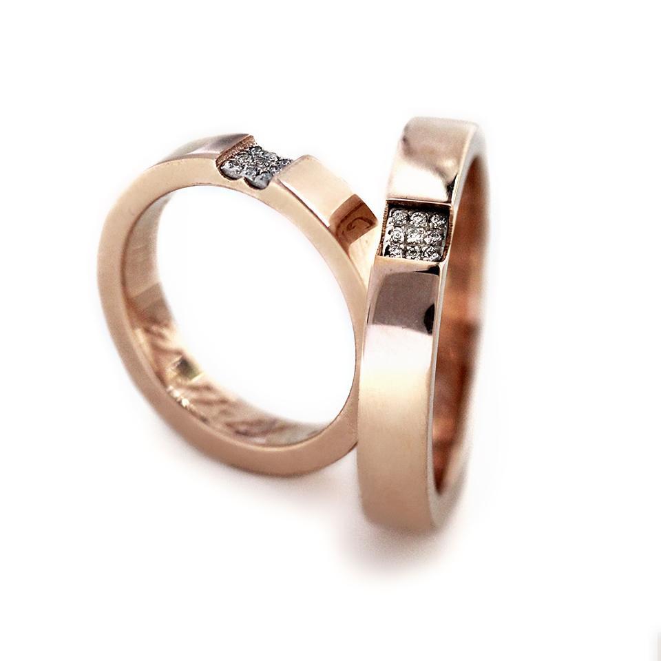 Rose gold diamond ring matching promise rings weddings bands set
