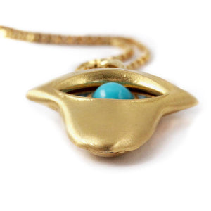 protective eye Hamsa hand  necklace with Arizona Turquoise stone,  jewish gold jewelry