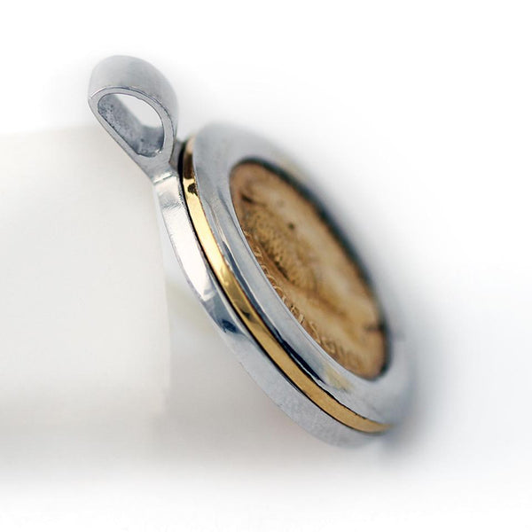 silver Roman coin 18k gold pendant