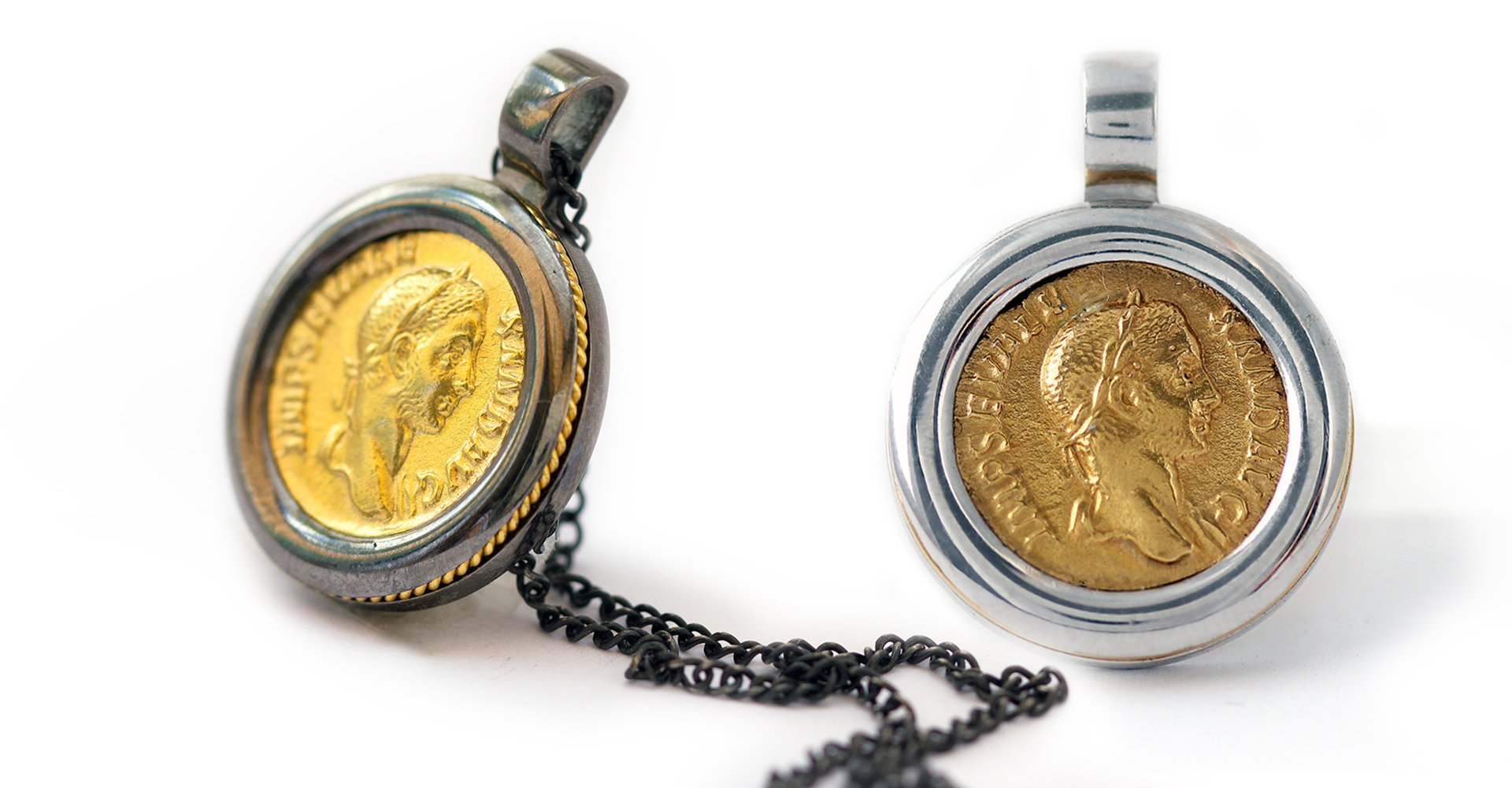 Mens antique top coin necklace
