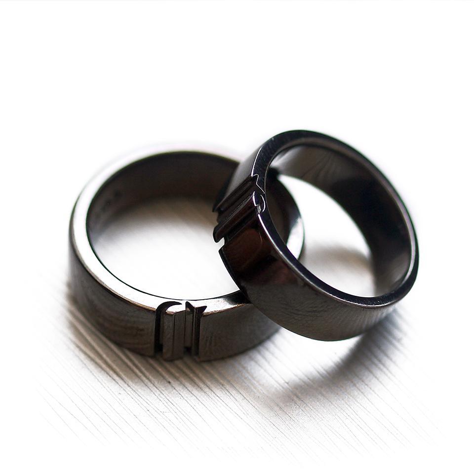 Matching black clearance rings for couples