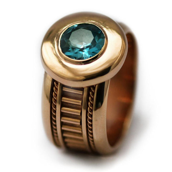Rose gold with blue Topaz gemstone misti ring