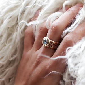 Rose gold with blue Topaz gemstone misti ring