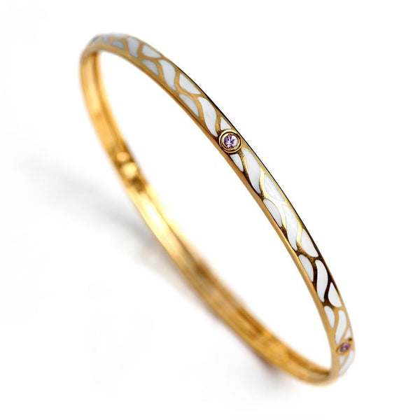 gold bangle with Sapphire set in Great wave 