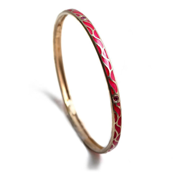 gold bangle with Ruby set in Great wave 