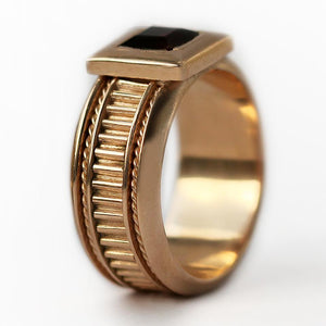 red Garnet stone in rose gold misti promise ring for his or her