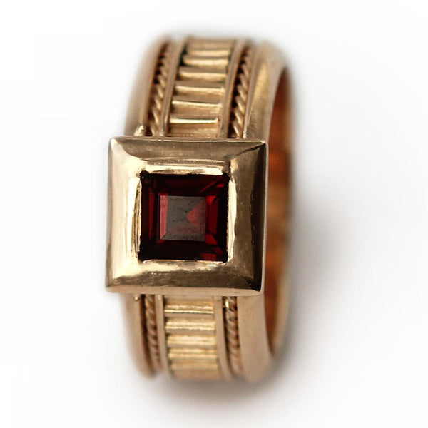 red Garnet stone in rose gold misti promise ring for his or her