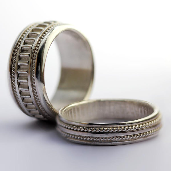 Silver double twist unisex commitment rings