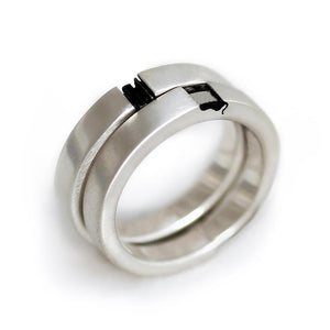  Elephant love custom wedding or promise band set, complete one beautiful shape when brought together, new concept for Animal lovers gift design