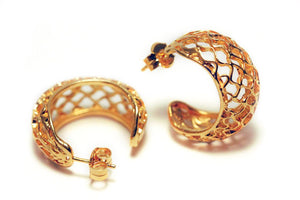 HONEYCOMB HOOPS EARRINGS - yellow