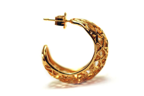HONEYCOMB HOOPS EARRINGS - yellow