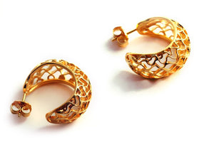 HONEYCOMB HOOPS EARRINGS - yellow