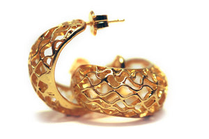 HONEYCOMB HOOPS EARRINGS - yellow