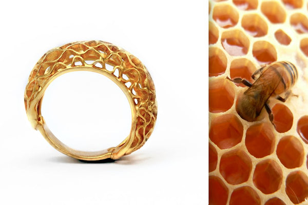 CLASSIC BEE HIVE RING - yellow