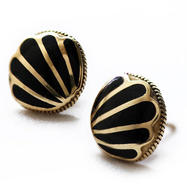 Yoga jewelry with black gold stud
