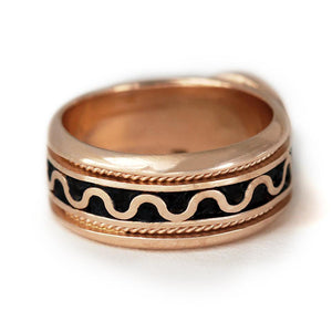  rose gold ladies misti ring with black stone 