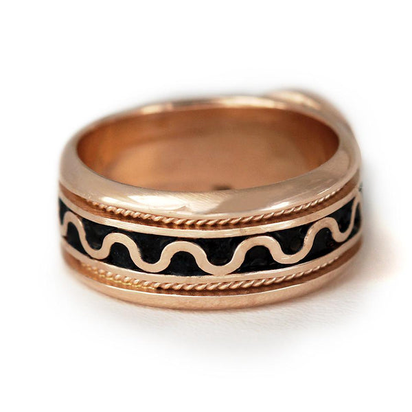  rose gold ladies misti ring with black stone 