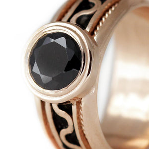  rose gold ladies misti ring with black stone 