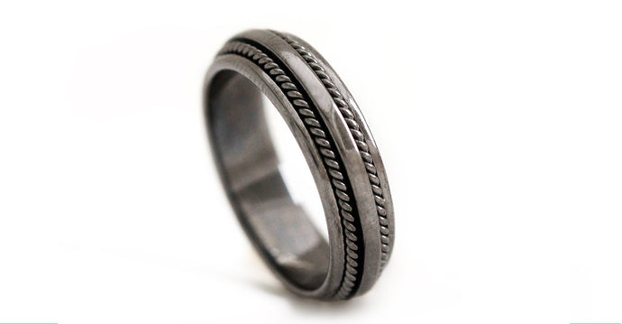 Double twist black Berber inspired wedding band