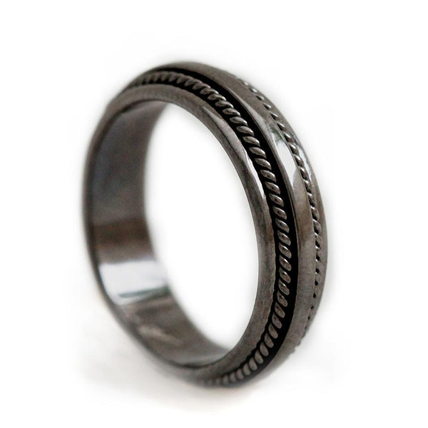 Double twist black Berber inspired wedding band