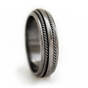 Double twist black Berber inspired wedding band