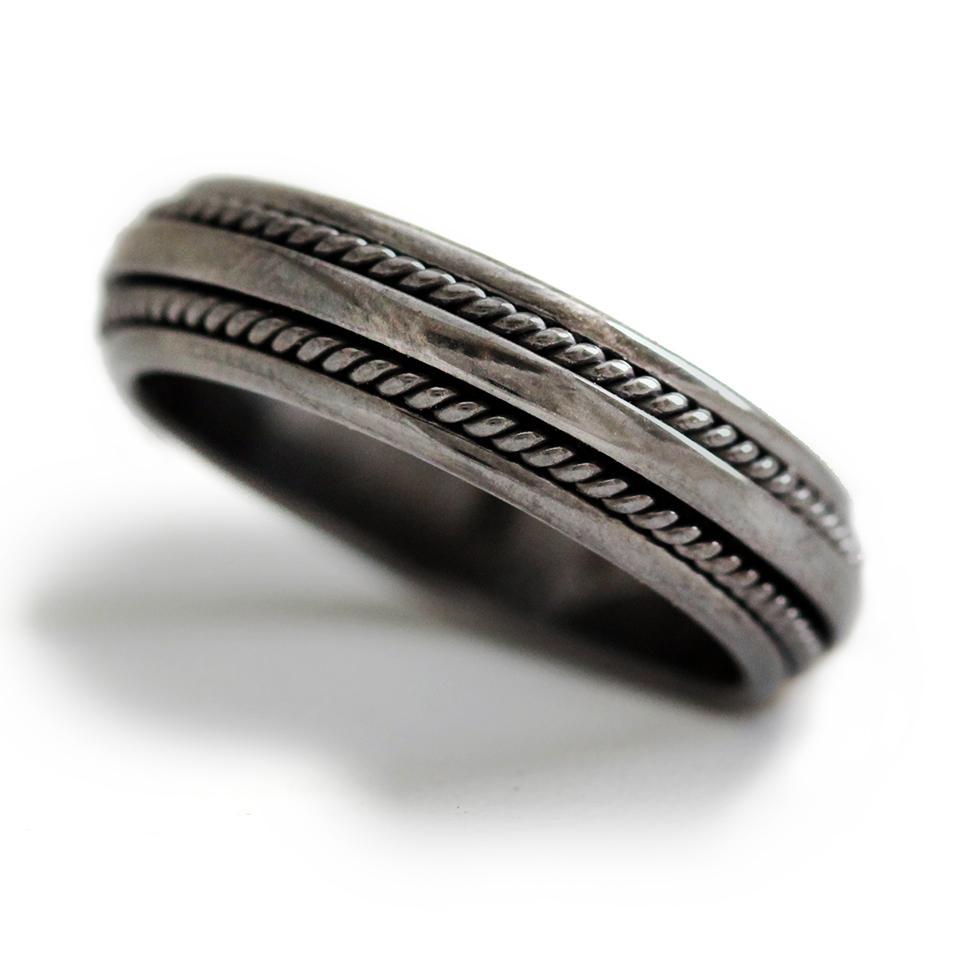 Black twisted Berber African inspired wedding ring band for men