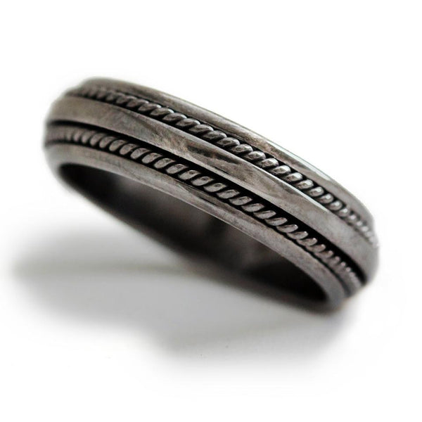 Double twist black Berber inspired wedding band