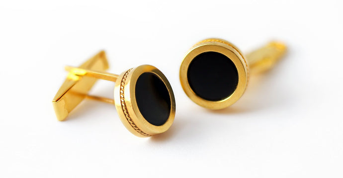 Black Onyx gemstone with gold or silver cufflinks