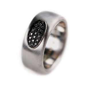 Black diamond and solid gold wedding ring