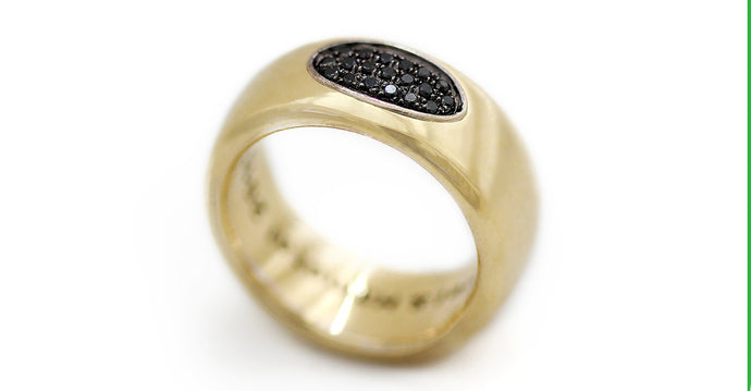 Armor black diamond gold band ring