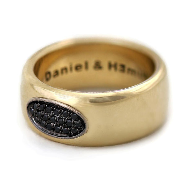 Armor black diamond gold band ring