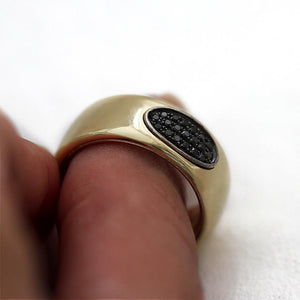 Armor black diamond gold band ring