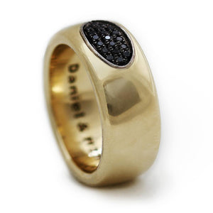 Armor black diamond gold band ring