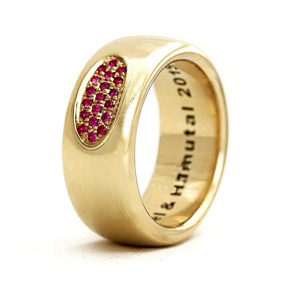 Gold and ruby promise rings engagement wedding bands for him her